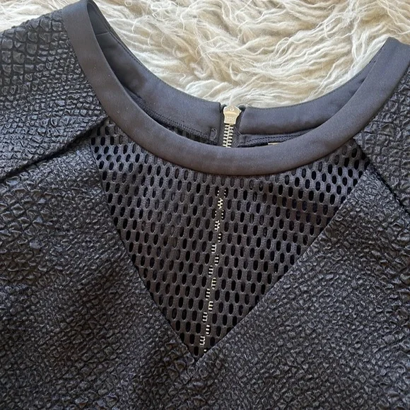 like new Yoana Baraschi black crepe mesh detailed scoop neck zip up dress size S - Picture 4 of 12
